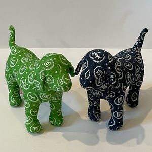 Victoria's Secret PINK Plush Green & Blue PUPPY DOG Set of Two